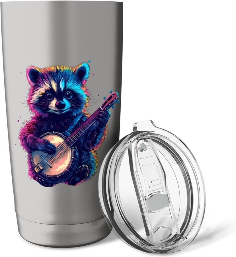Wasbeer bluegrass banjo speler dubbelwandige thermobeker