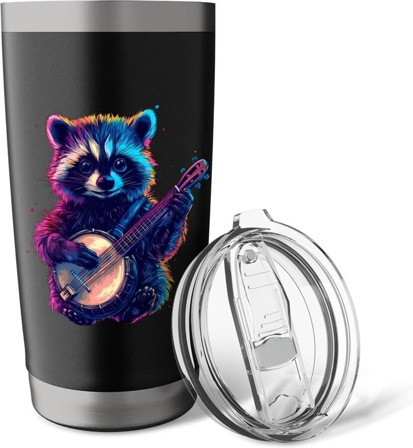 Wasbeer bluegrass banjo speler dubbelwandige thermobeker