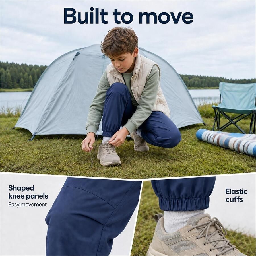 Waterdichte en Winddichte Wandelschoenen voor Kinderen van met Ade d Mesh Voering Elastische Taille en Ruime Zakjes voor Buitenactiviteiten