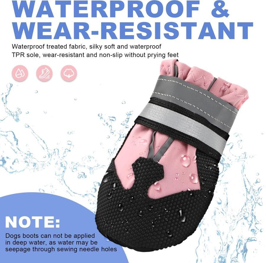 Waterproof Dog Boots met Reflecterende Straps