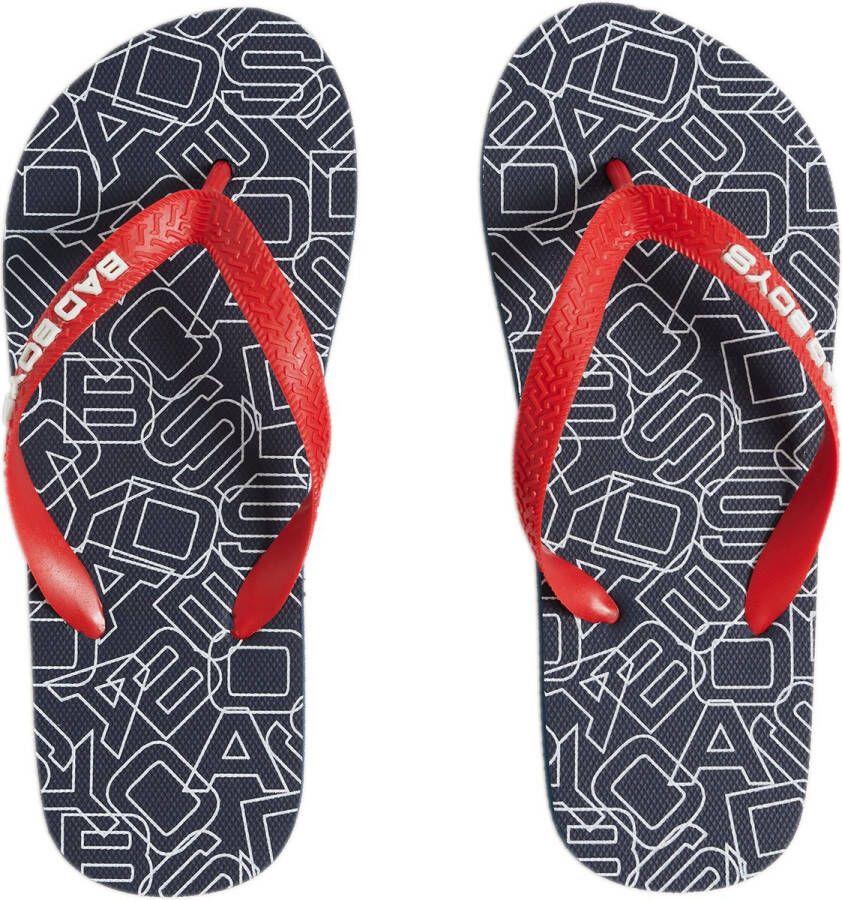 WE Fashion teenslippers blauw rood Jongens Rubber 34 35
