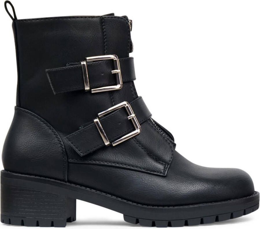 Weloveshoes Black Friday Deal Biker boots met Hak Imitatieleer Zwart