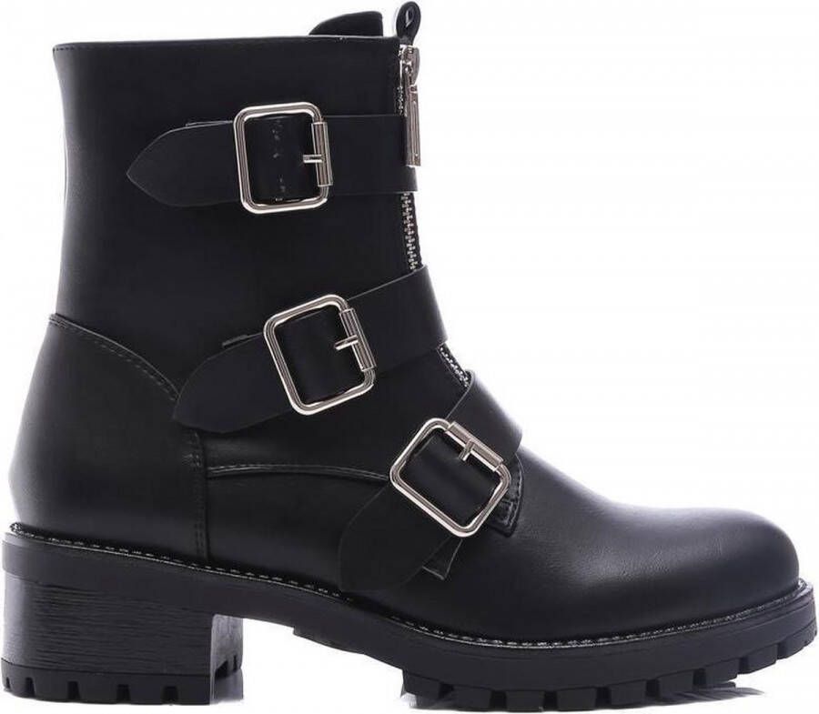 Weloveshoes ® Biker boots met Hak Imitatieleer Zwart