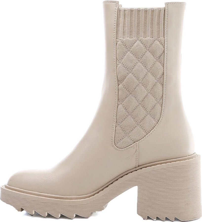 Weloveshoes SmileFavorites® Chelsea boots met Hak Imitatieleer Beige