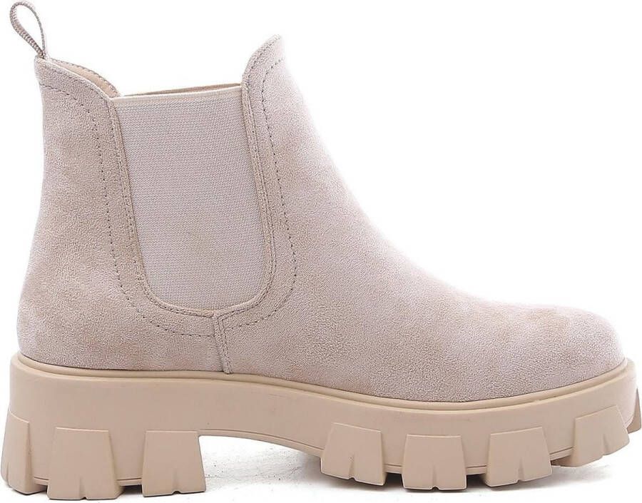 Weloveshoes ® Chelsea boots met Hak Suedine Beige