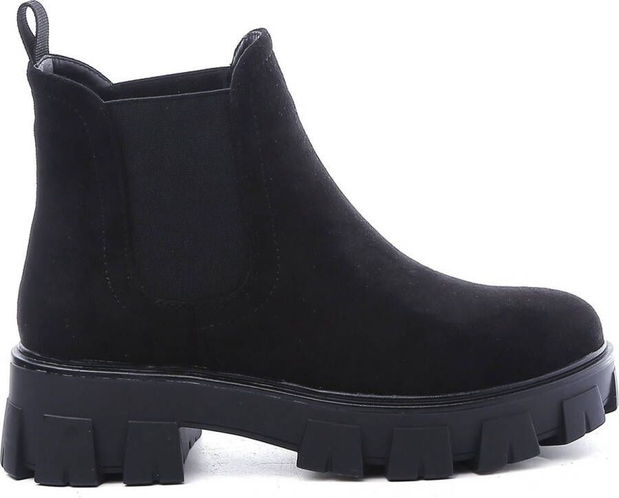 Weloveshoes SmileFavorites® Chelsea boots met Hak Suedine Zwart