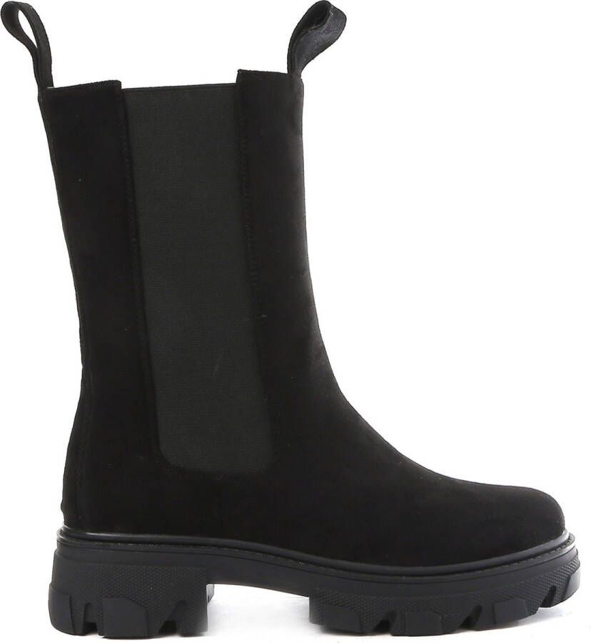 Weloveshoes SmileFavorites® Chelsea boots met Hak Suedine Zwart