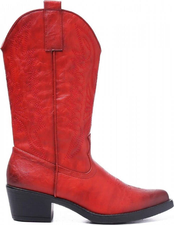 Weloveshoes ® Dames Cowboylaarzen met Hak Imitatieleer Rood