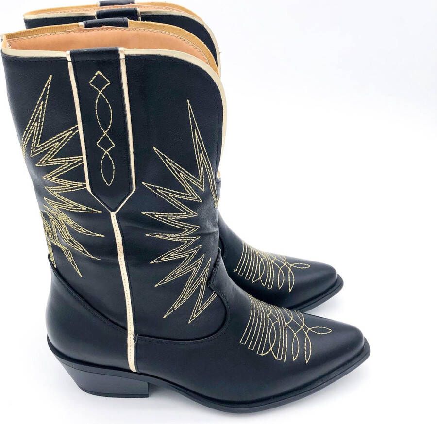 Weloveshoes ® Dames Cowboylaarzen met Hak Imitatieleer Zwart