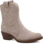 Weloveshoes Black Friday Deal Dames Cowboylaarzen met Hak Kort Suedine Beige - Thumbnail 3