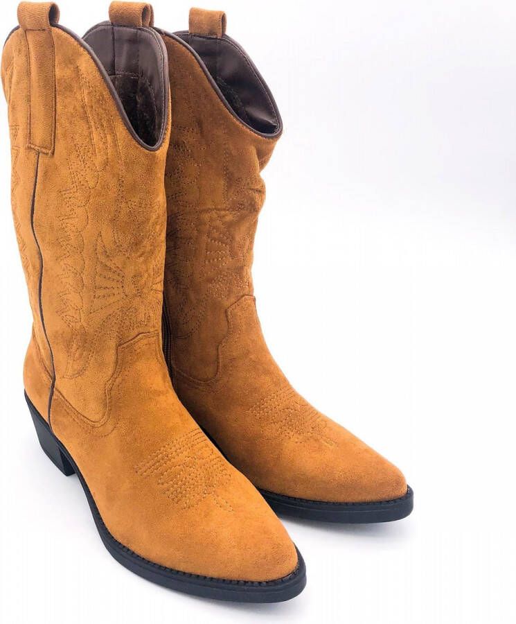 Weloveshoes Black Friday Deal Dames Cowboylaarzen met Hak Suedine Camel