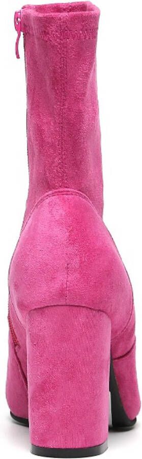 Weloveshoes ® Enkellaarsjes Pumps Hakken met Hak Suedine Roze