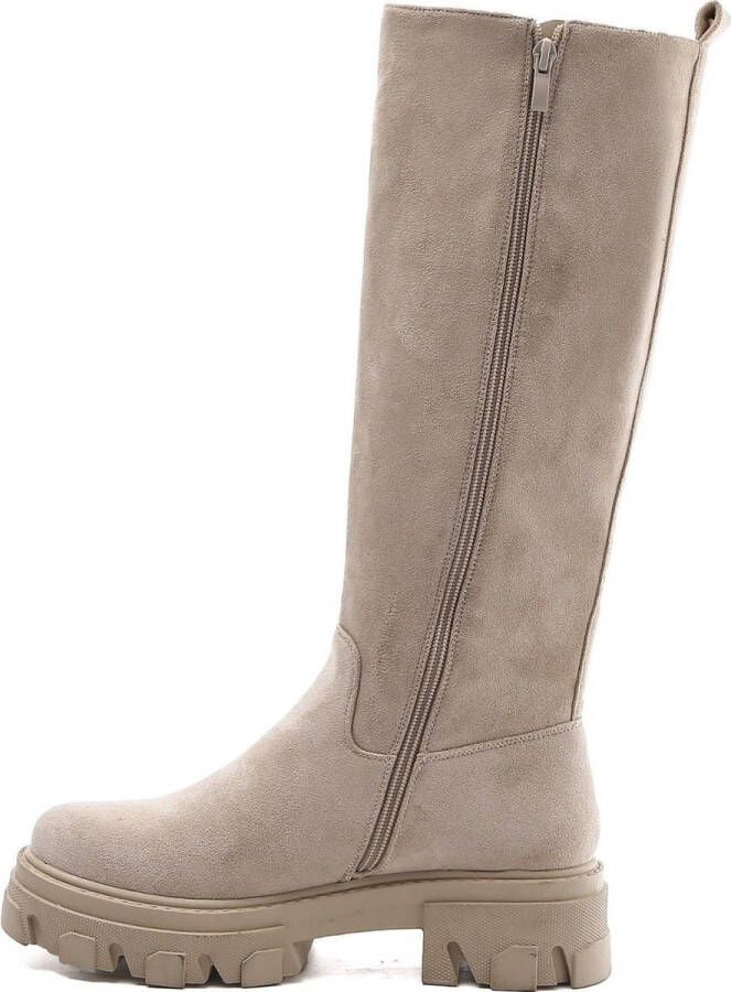 Weloveshoes ® Laarzen Chelsea boots met Hak Suedine Beige