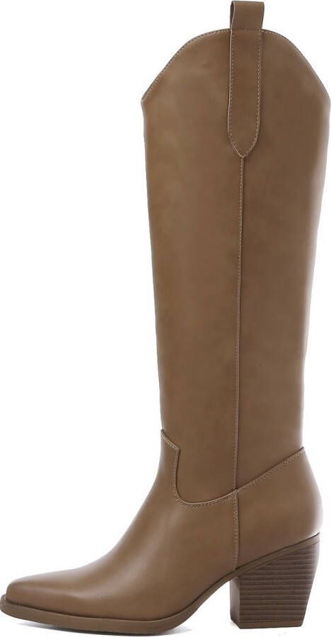 Weloveshoes SmileFavorites® Laarzen met Hak Imitatieleer Khaki