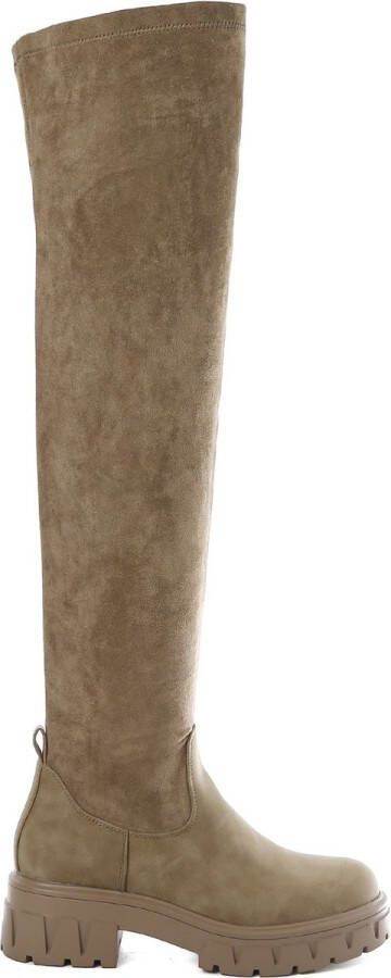 Weloveshoes SmileFavorites® Laarzen met Hak Imitatieleer Suedine Taupe Khaki