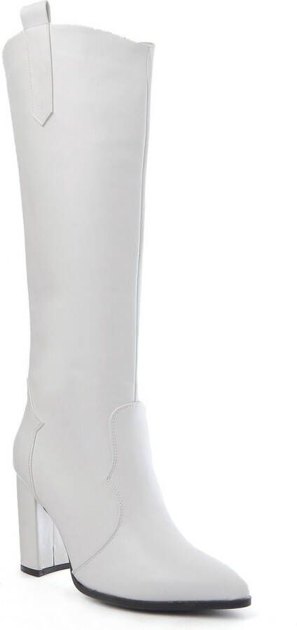 Weloveshoes Smile Favorites Dames Laarzen met Hak Wit Imitatieleer