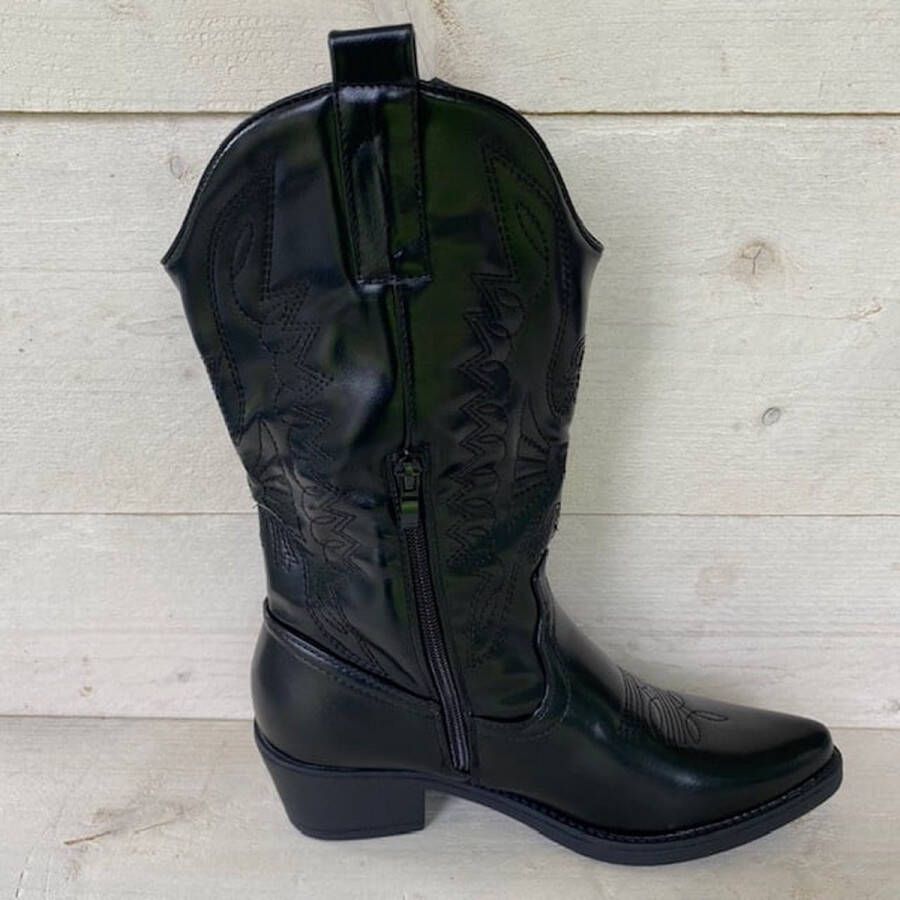 Weloveshoes Leatherlook cowboylaars Zwart Dames
