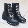 Weloveshoes SmileFavorites Biker boots met Hak Zwart Imitatieleer - Thumbnail 2