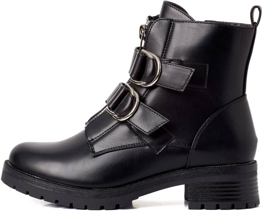 Weloveshoes Smile Favorites Dames Biker boots Zwart Imitatieleer