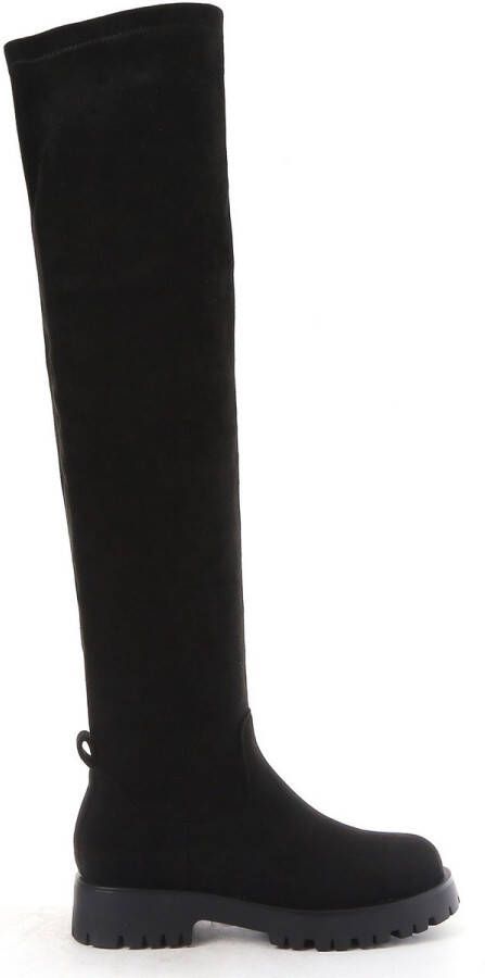 Weloveshoes Smile Favorites Dames Boots Zwart Suedine Overknee
