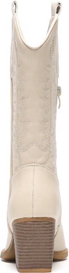 Weloveshoes Smile Favorites Dames Cowboylaarzen met Hak Beige Imitatieleer