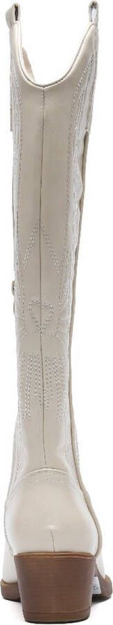 Weloveshoes Cyber Monday Deal Dames Cowboylaarzen met Hak Imitatieleer Beige