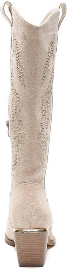 Weloveshoes Smile Favorites Dames Cowboylaarzen met Hak Beige Suedine