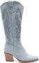Weloveshoes Smile Favorites Dames Cowboylaarzen met Hak Blauw Stof - Thumbnail 2