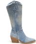 Weloveshoes Black Friday Deal Dames Cowboylaarzen met Hak Stof Blauw - Thumbnail 2