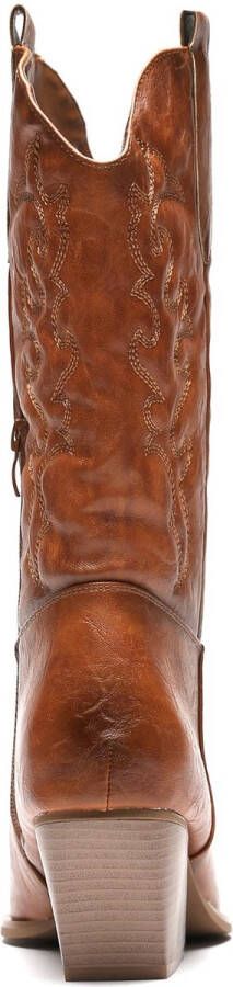 Weloveshoes SmileFavorites® Dames Cowboylaarzen met Hak Imitatieleer Camel - Foto 3