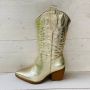 Weloveshoes Smile Favorites Dames Cowboylaarzen met Hak Goud Imitatieleer - Thumbnail 4