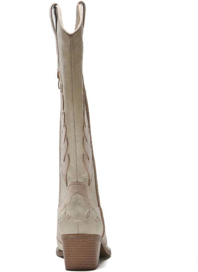 Weloveshoes Smile Favorites Dames Cowboylaarzen met Hak Goud Suedine
