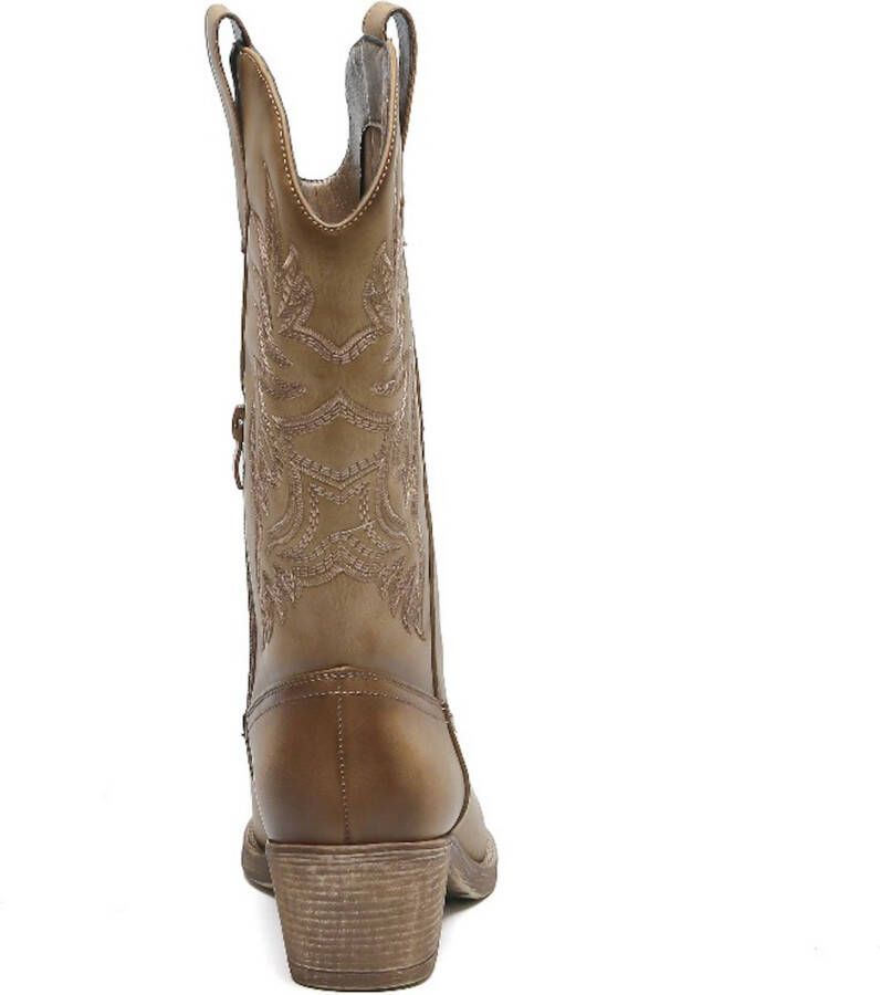 Weloveshoes Smile Favorites Dames Cowboylaarzen Western Khaki Imitatieleer - Foto 2