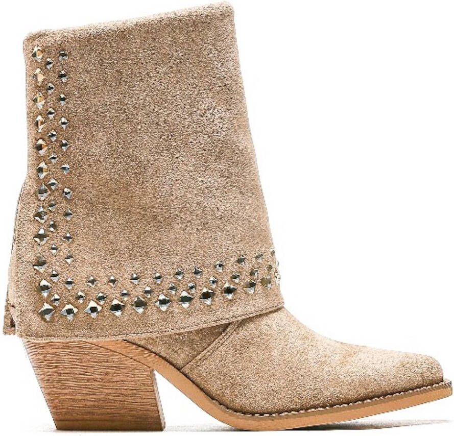 Weloveshoes Smile Favorites Dames Cowboylaarzen met Hak Khaki Suedine