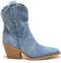 Weloveshoes Smile Favorites Dames Cowboylaarzen met Hak Kort Blauw Stof - Thumbnail 2