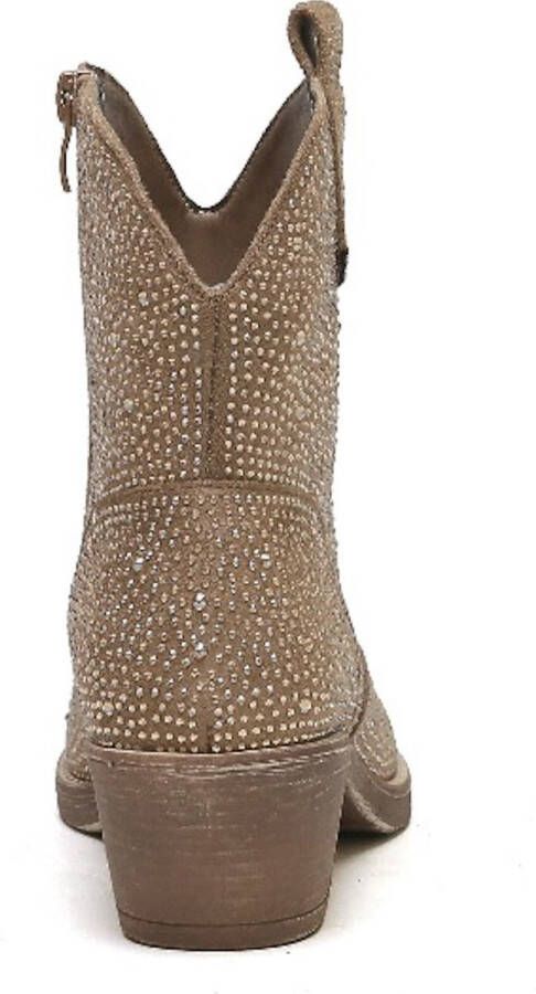 Weloveshoes Cyber Monday Deal Dames Cowboylaarzen met Hak Kort Suedine Khaki