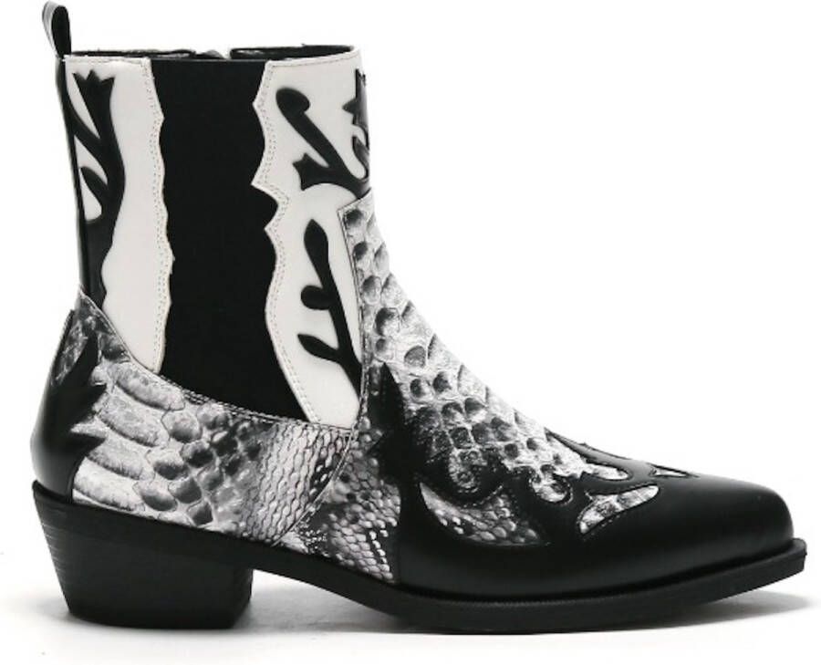 Weloveshoes Smile Favorites Dames Cowboylaarzen met Hak Kort Zwart Imitatieleer