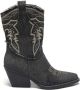 Weloveshoes Smile Favorites Dames Cowboylaarzen met Hak Kort Zwart Stof - Thumbnail 1