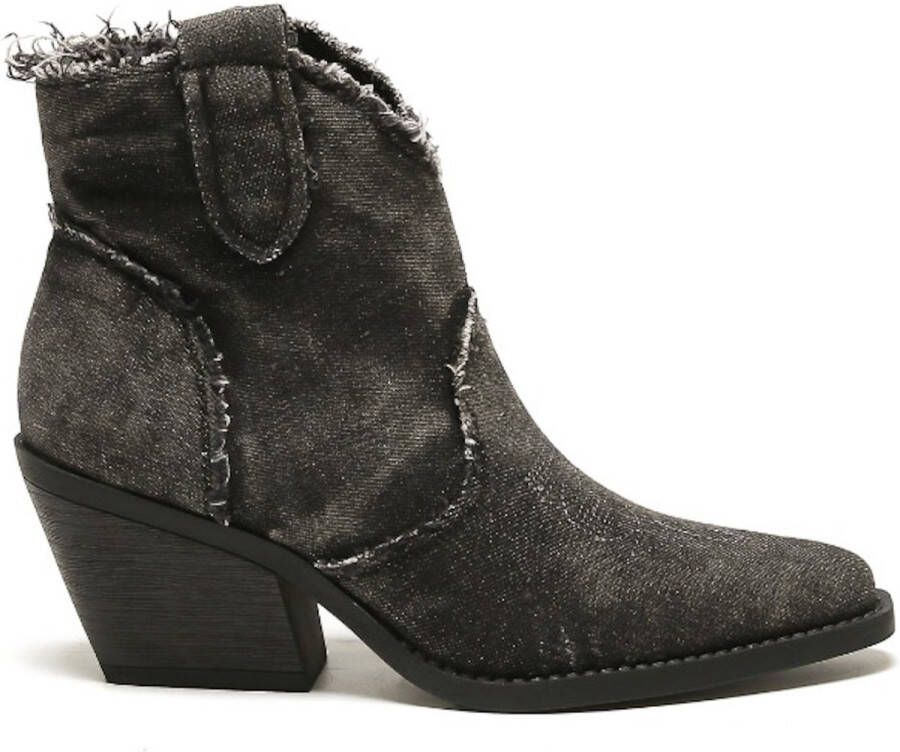 Weloveshoes Smile Favorites Dames Cowboylaarzen met Hak Kort Zwart Stof
