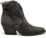 Weloveshoes Smile Favorites Dames Cowboylaarzen met Hak Kort Zwart Stof - Thumbnail 2
