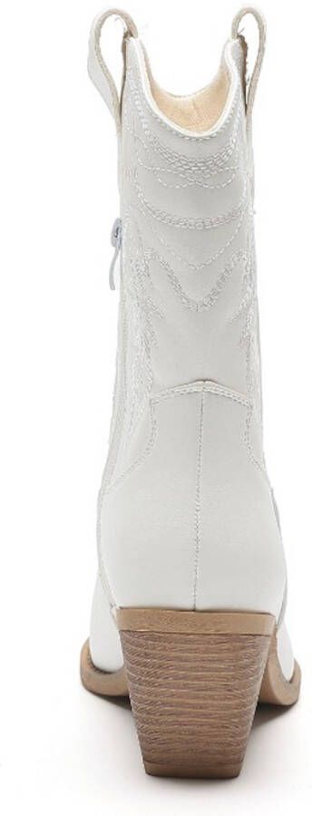 Weloveshoes Smile Favorites Dames Cowboylaarzen met Hak Wit Imitatieleer