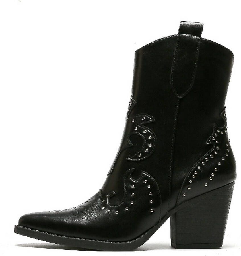 Weloveshoes Smile Favorites Dames Cowboylaarzen met Hak Zwart Imitatieleer