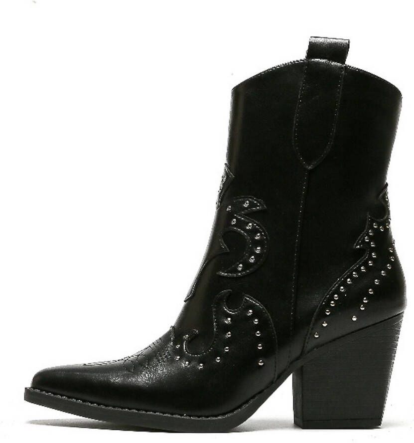 Weloveshoes Smile Favorites Dames Cowboylaarzen met Hak Zwart Imitatieleer