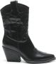 Weloveshoes Smile Favorites Dames Cowboylaarzen met Hak Zwart Imitatieleer - Thumbnail 1