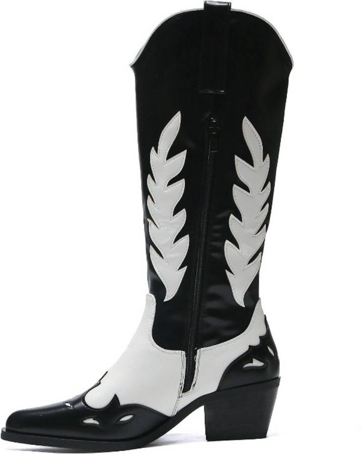 Weloveshoes Smile Favorites Dames Cowboylaarzen met Hak Zwart Imitatieleer