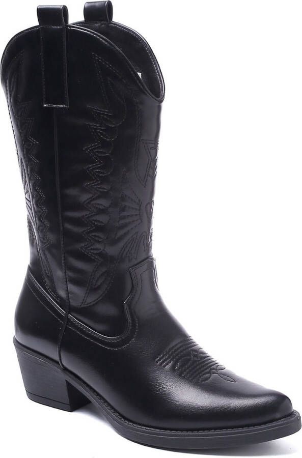 Weloveshoes Cyber Monday Deal Dames Cowboylaarzen met Hak Imitatieleer Zwart