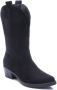 Weloveshoes Smile Favorites Dames Cowboylaarzen met Hak Zwart Suedine - Thumbnail 1