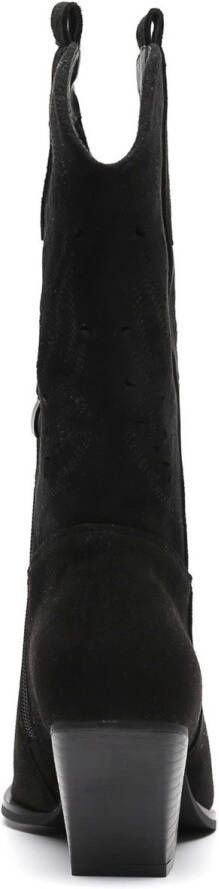 Weloveshoes Smile Favorites Dames Cowboylaarzen met Hak Zwart Suedine