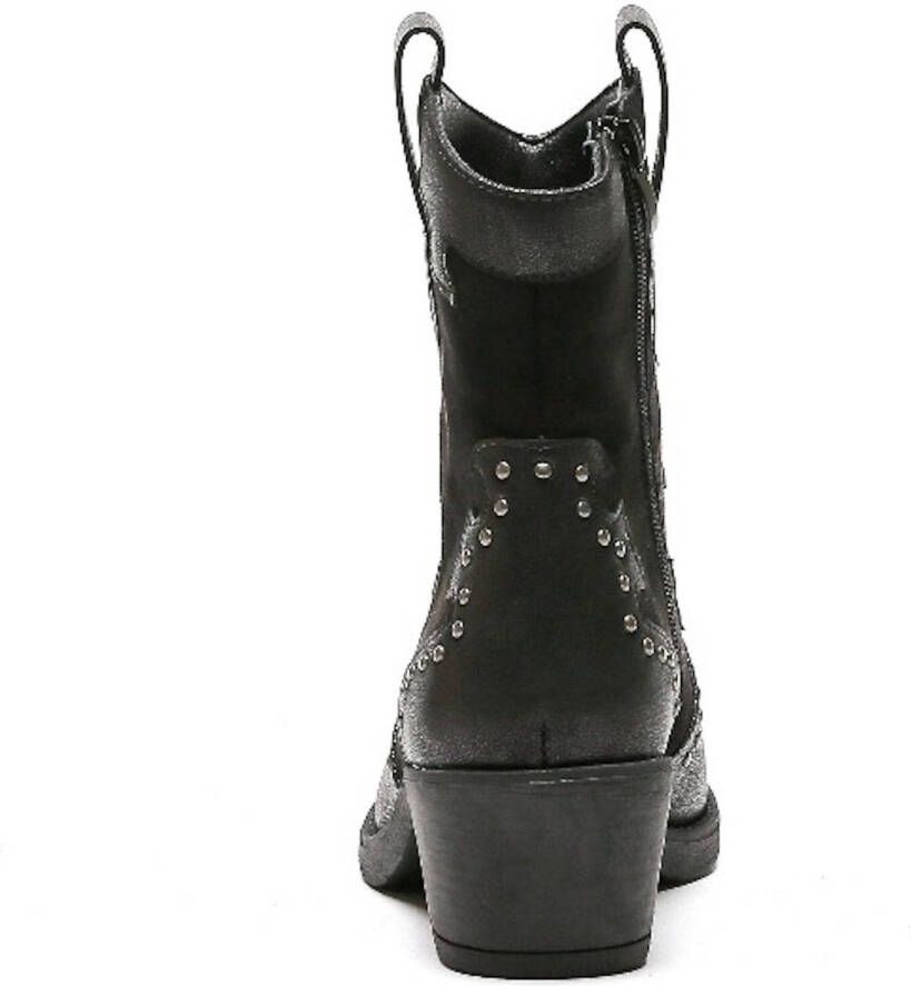 Weloveshoes Smile Favorites Dames Cowboylaarzen met Hak Zwart Suedine Metallic