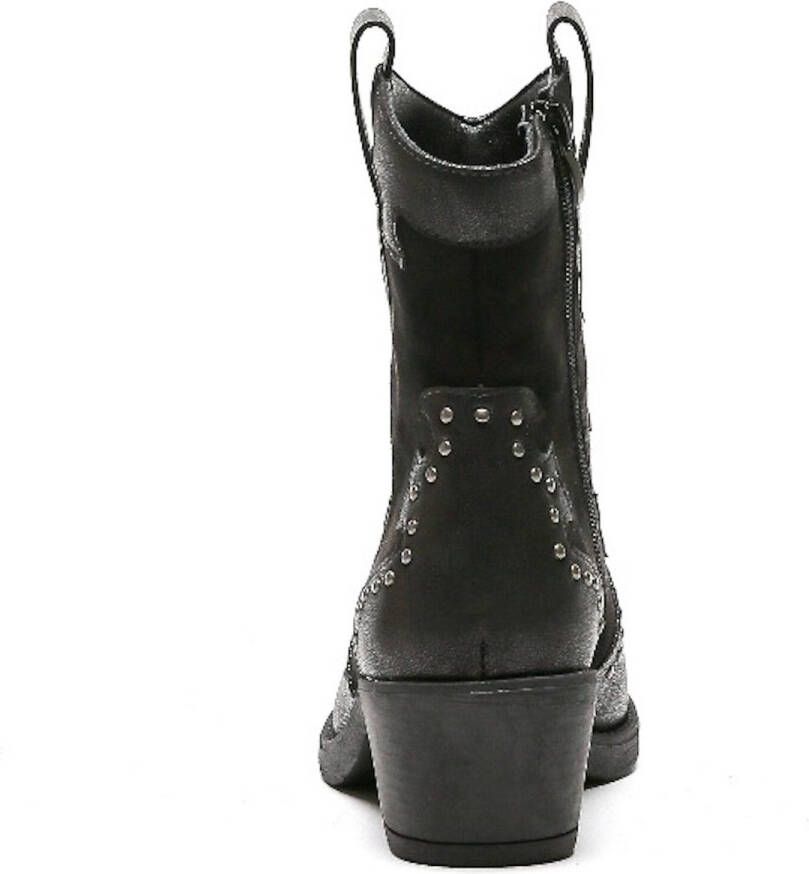 Weloveshoes Smile Favorites Dames Cowboylaarzen met Hak Zwart Suedine Metallic